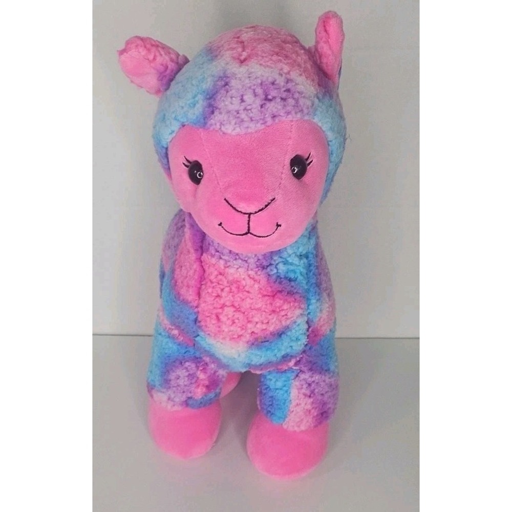 Build A Bear Tie Dye Llama Plush Stuffed Animal Toy 15" Fuzzy Alpaca Pink Blue - Picture 2 of 8
